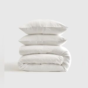 Quince European Linen Duvet Cover Set Color White Size Full/King
